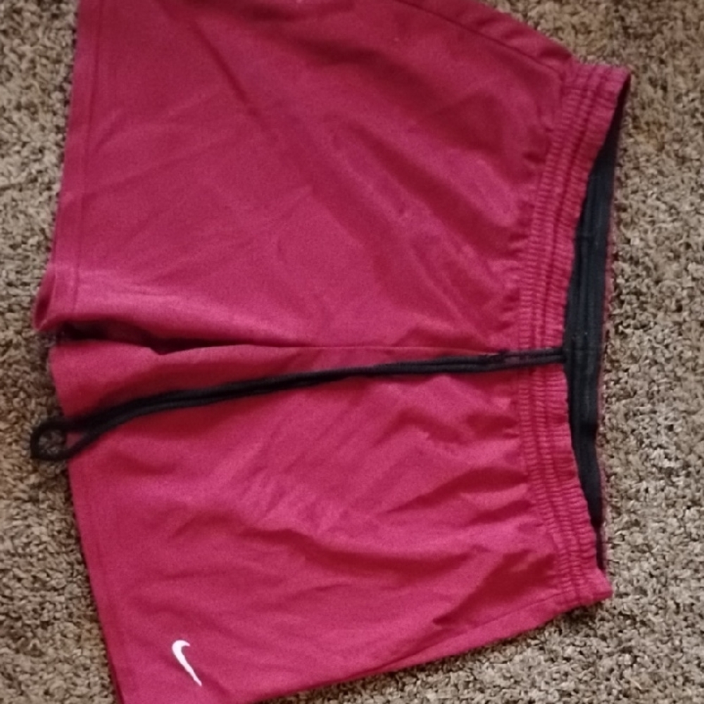 Nike Maroon Athletic Shorts with Black Drawstring
